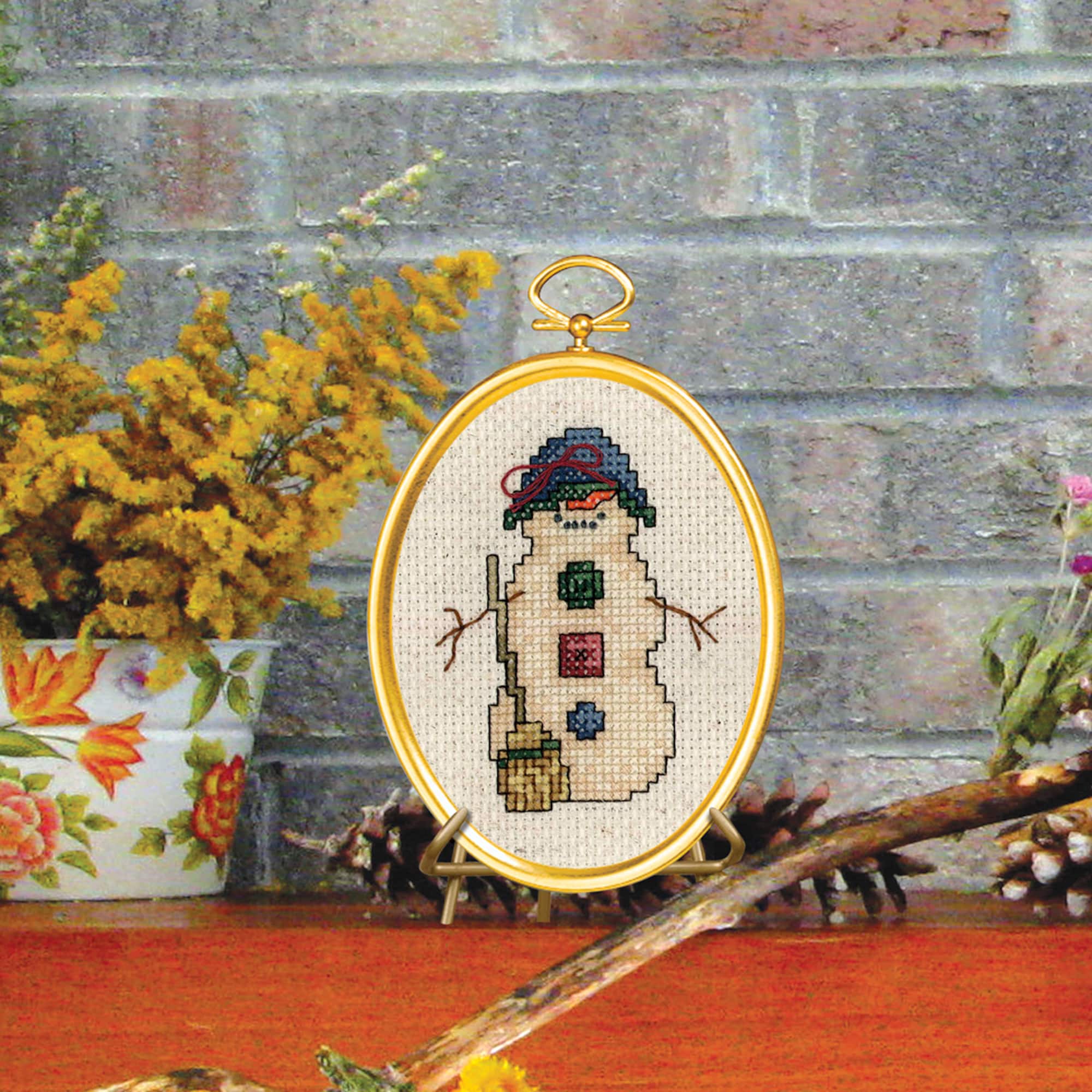 Janlynn® Bashful Snowman with Frame Counted Cross Stitch Kit